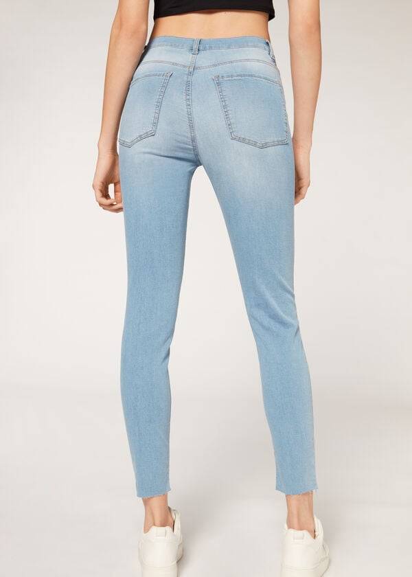 Calça Jeans Calzedonia High-Waist Skinny Azuis | BR2603OR