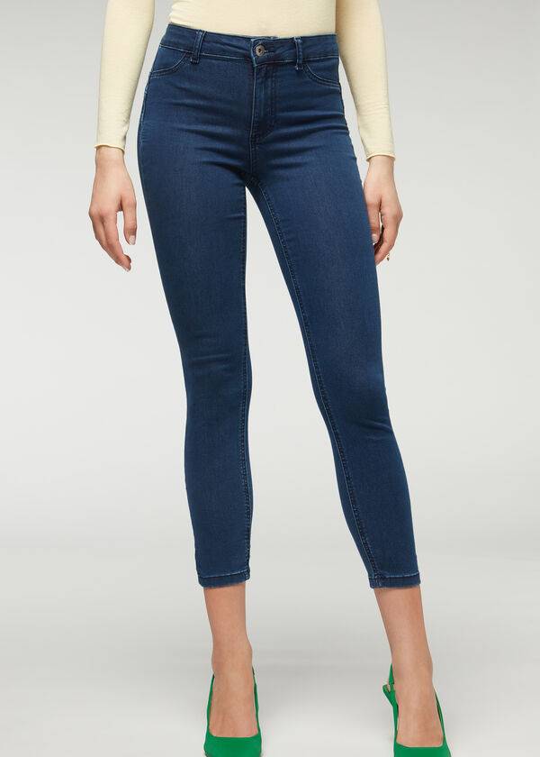 Calça Jeans Calzedonia Push-up and soft touch Azul Marinho | BR2609EX