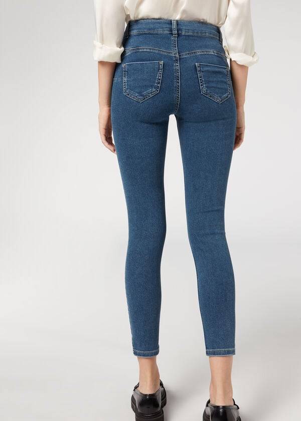 Calça Jeans Calzedonia Push-up and soft touch Azuis | BR2610WY