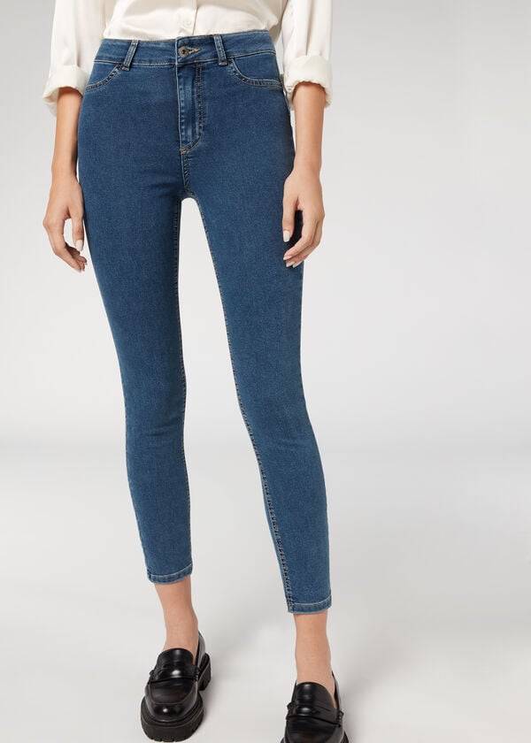 Calça Jeans Calzedonia Push-up and soft touch Azuis | BR2610WY