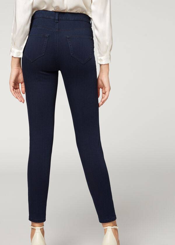 Calça Jeans Calzedonia Soft Touch Thermal Skinny Azul Marinho | BR2611QZ