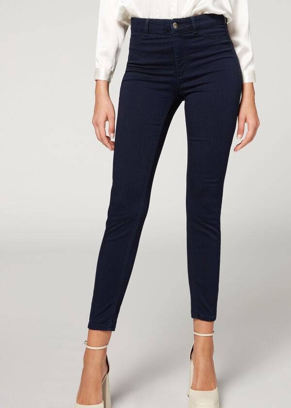 Calça Jeans Calzedonia Soft Touch Thermal Skinny Azul Marinho | BR2611QZ