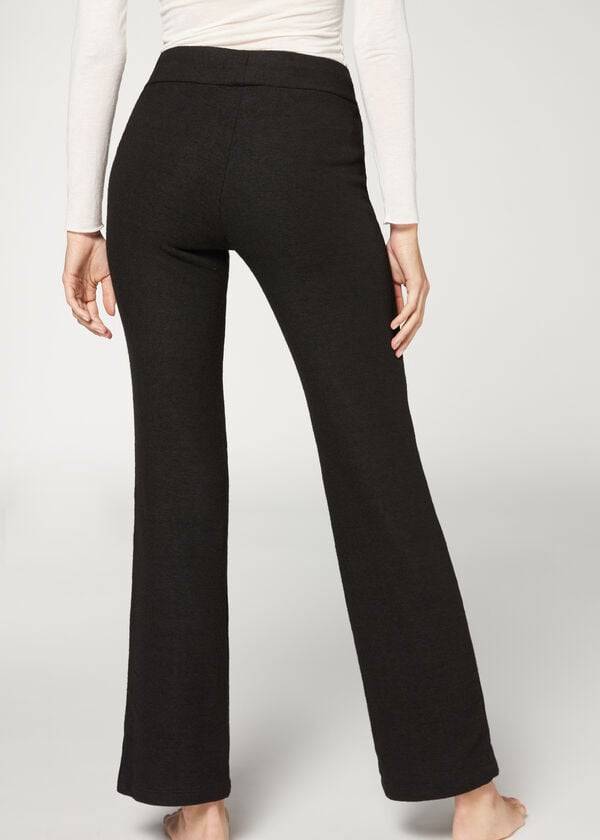 Calças Calzedonia Cashmere Straight Pretas | BR2720IS