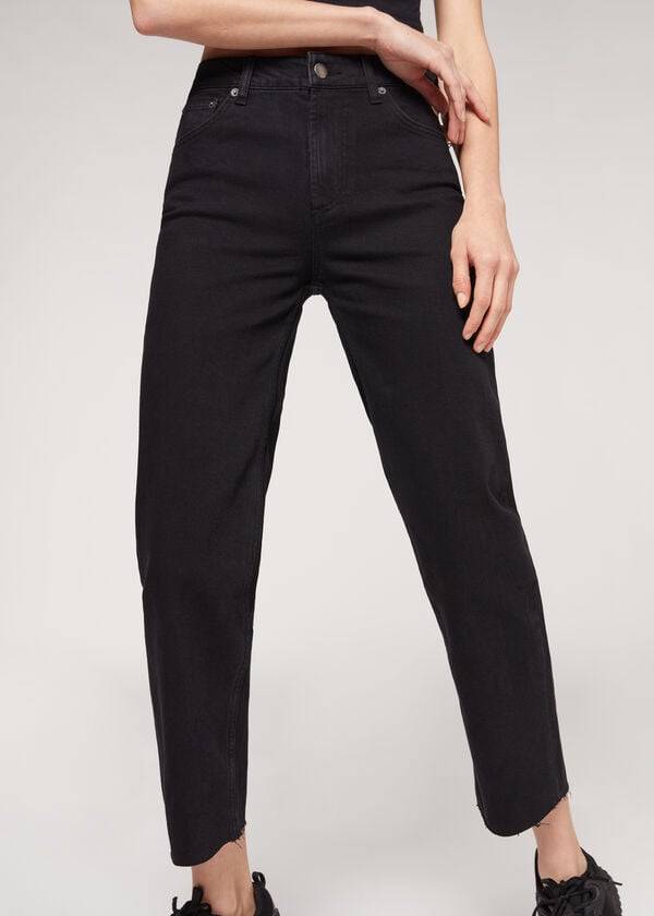 Calças Calzedonia Cropped Straight-Leg Pretas | BR2725EX