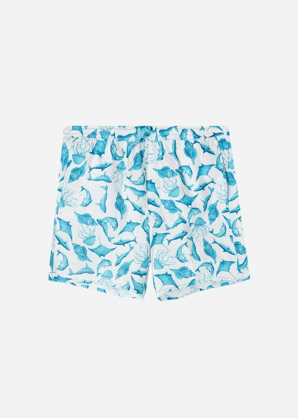 Calções De Banho Calzedonia Formentera Turquesa Branco | BR2920EX