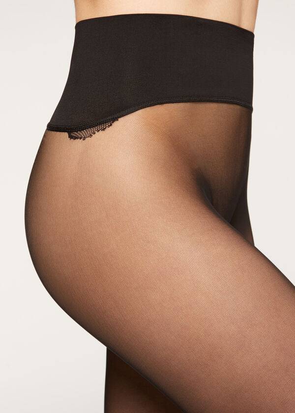 Collants Calzedonia 20 Denier Seamless Totally Invisible Sheer Pretas | BR1156GL