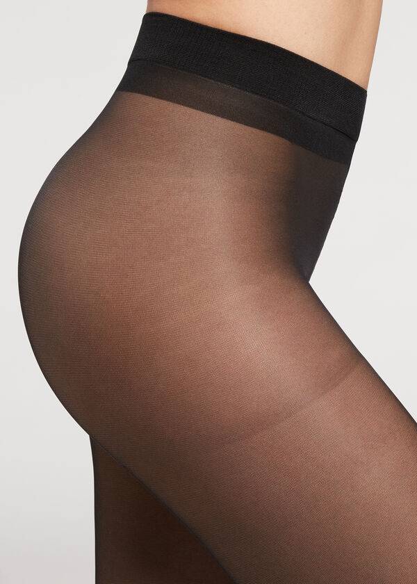 Collants Calzedonia 30 Denier Sheer Shaping with Control Top Pretas | BR1185KI