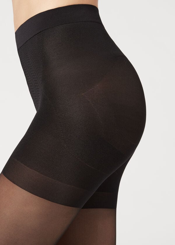 Collants Calzedonia 30 Denier Total Shaper Sheer Pretas | BR1192NB