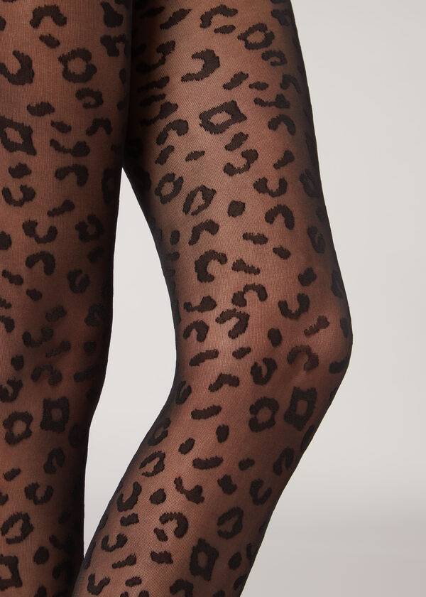 Collants Calzedonia Animal Pattern 30 Denier Sheer Patterned Pretas | BR1084XF