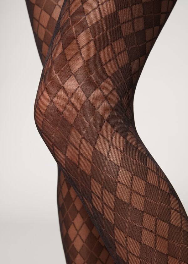 Collants Calzedonia Argyle 50 Denier Sheer Patterned Pretas | BR1086VD