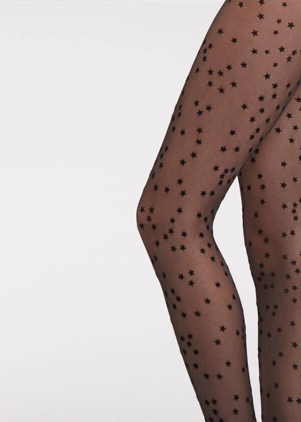 Collants Calzedonia Flocked Stars 30 Denier Sheer Pretas | BR1224TV