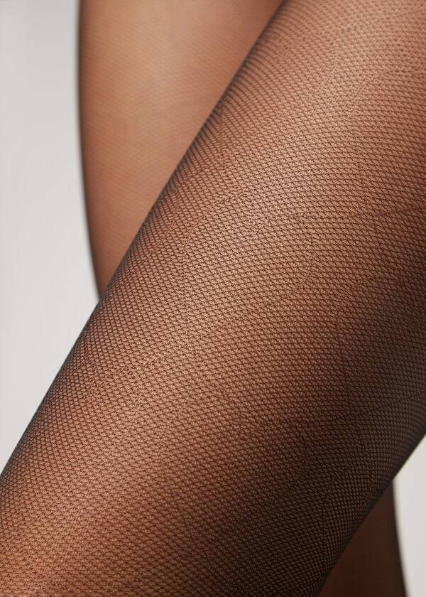 Collants Calzedonia Heart-Motif Micronet Eco Patterned Pretas | BR1108LH