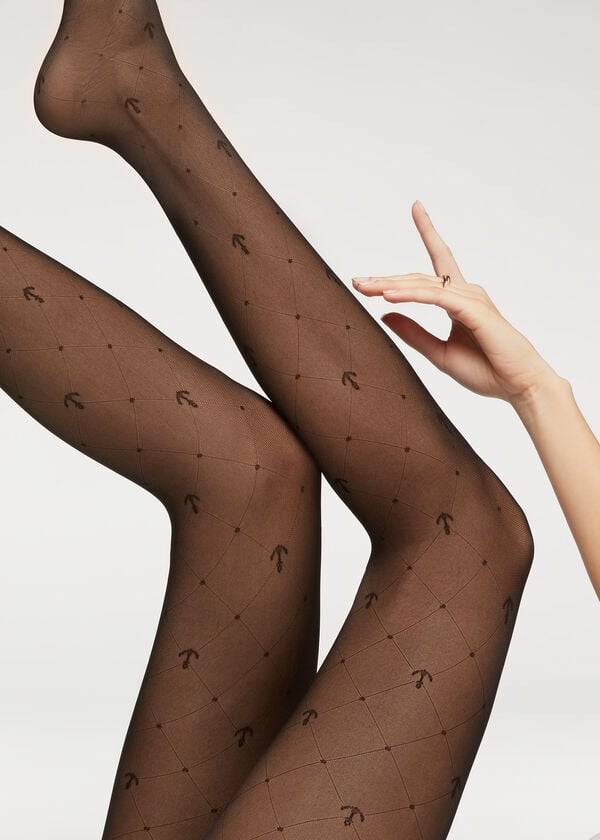 Collants Calzedonia Marine Sheer 50 Denier Patterned Pretas | BR1115MA