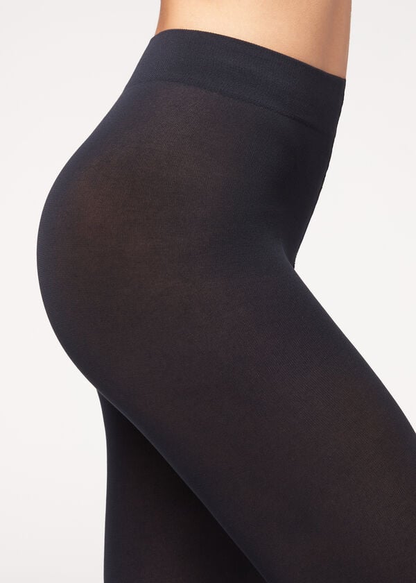 Collants Calzedonia Opaque 100 Denier Cotton and Microfiber Azuis | BR1052GL