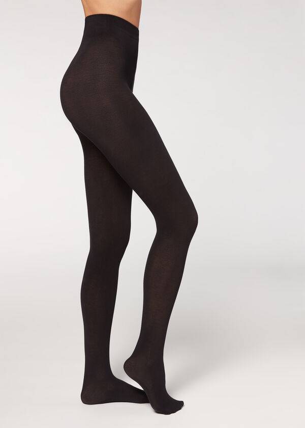 Collants Calzedonia Opaque 150 Denier in Eco Cotton Pretas | BR1056LH