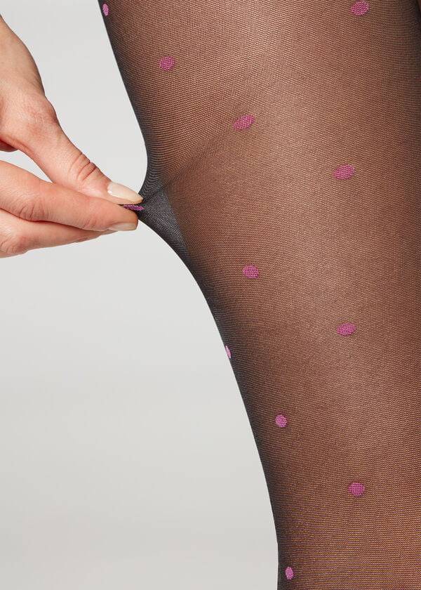 Collants Calzedonia Sheer 30 Denier All-Over Polka-Dot Patterned Pretas | BR1128DN