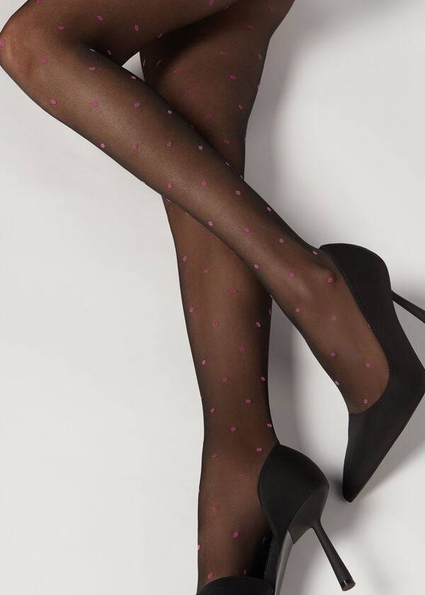 Collants Calzedonia Sheer 30 Denier All-Over Polka-Dot Patterned Pretas | BR1128DN