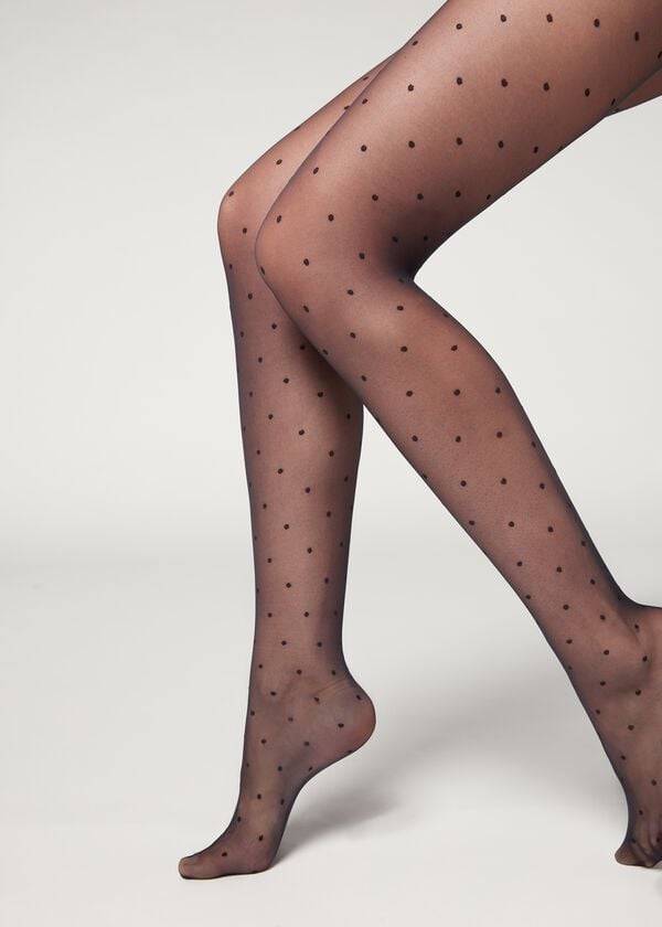 Collants Calzedonia Sheer polka dot Azuis | BR1234GL