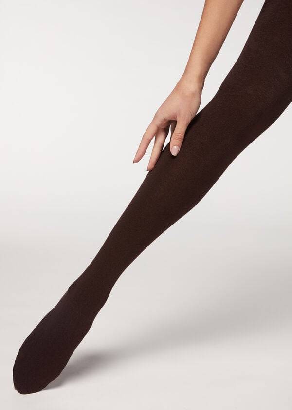 Collants Calzedonia Soft Modal and Cashmere Blend Opaque Cafes | BR1058XF