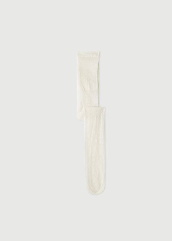 Collants Calzedonia Wave-Motif Micronet Criança Branco | BR3018ZG