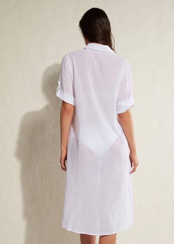 Cover Ups Calzedonia Cotton Maxi Shirt Branco | BR2070LH