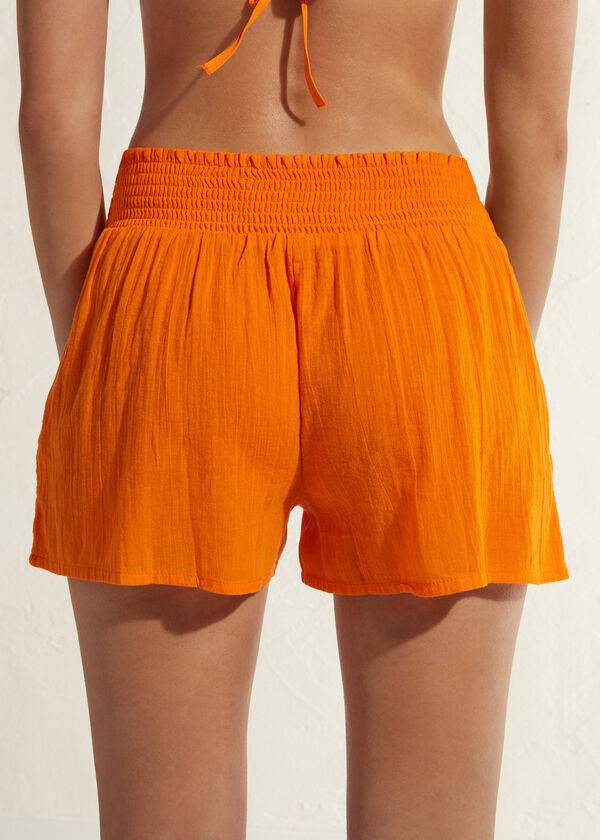 Cover Ups Calzedonia Cotton Shorts Laranja | BR2121KI