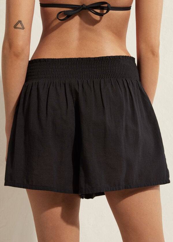 Cover Ups Calzedonia Cotton Shorts Pretas | BR2125CE