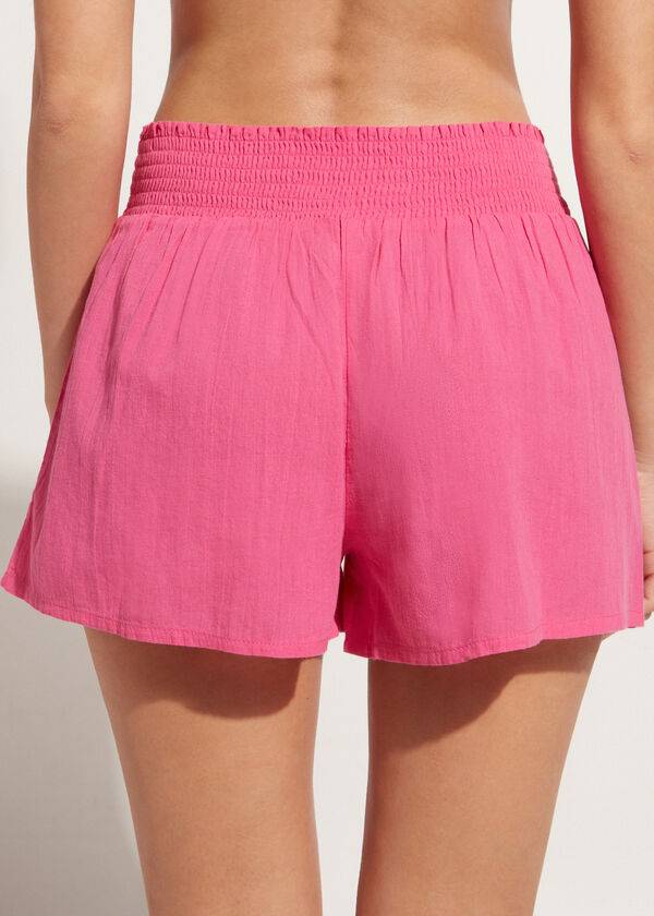 Cover Ups Calzedonia Cotton Shorts Rosa | BR2123ZG