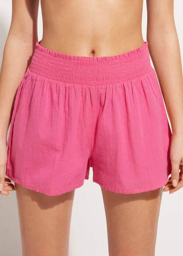 Cover Ups Calzedonia Cotton Shorts Rosa | BR2123ZG