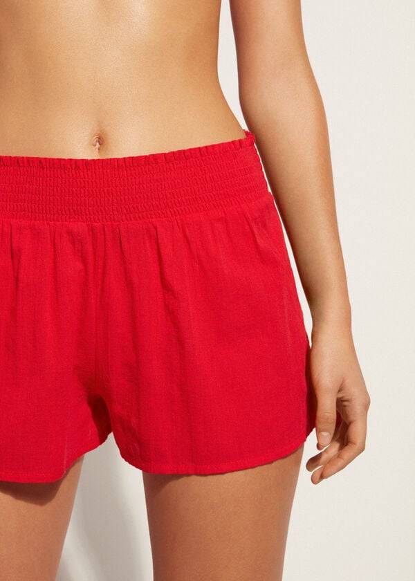 Cover Ups Calzedonia Cotton Shorts Sexy Vermelhas | BR2128NB