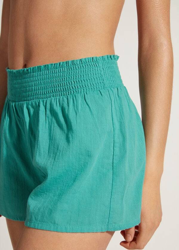 Cover Ups Calzedonia Cotton Shorts Turquesa | BR2119HK