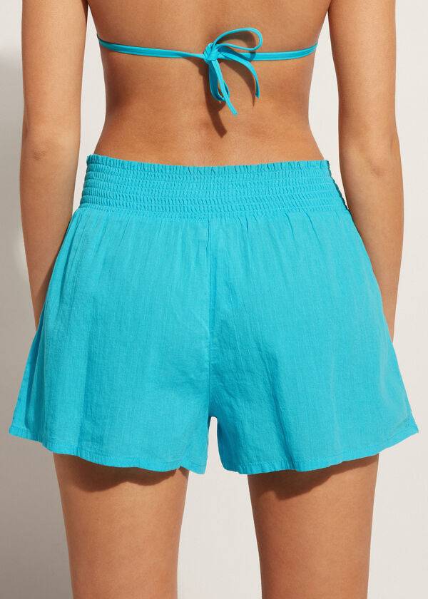 Cover Ups Calzedonia Cotton Shorts Turquesa Verdes | BR2127BC