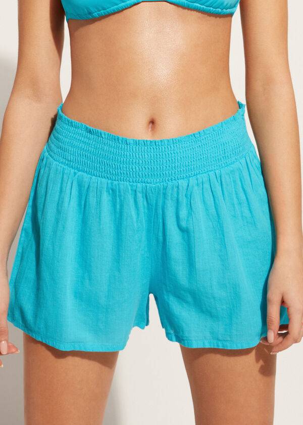 Cover Ups Calzedonia Cotton Shorts Turquesa Verdes | BR2127BC