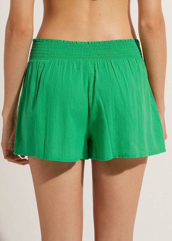 Cover Ups Calzedonia Cotton Shorts Verdes | BR2126VD