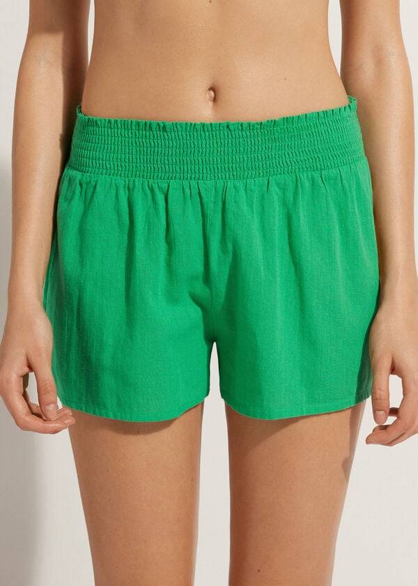 Cover Ups Calzedonia Cotton Shorts Verdes | BR2126VD