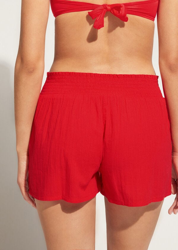 Cover Ups Calzedonia Cotton Shorts Vermelhas | BR2122LH