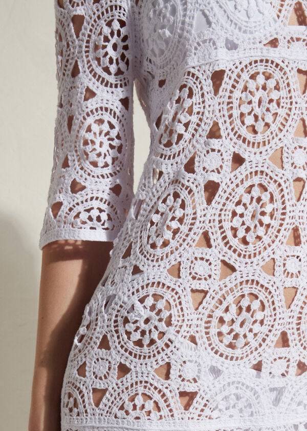 Cover Ups Calzedonia Crochet Dress Branco | BR2071ZG