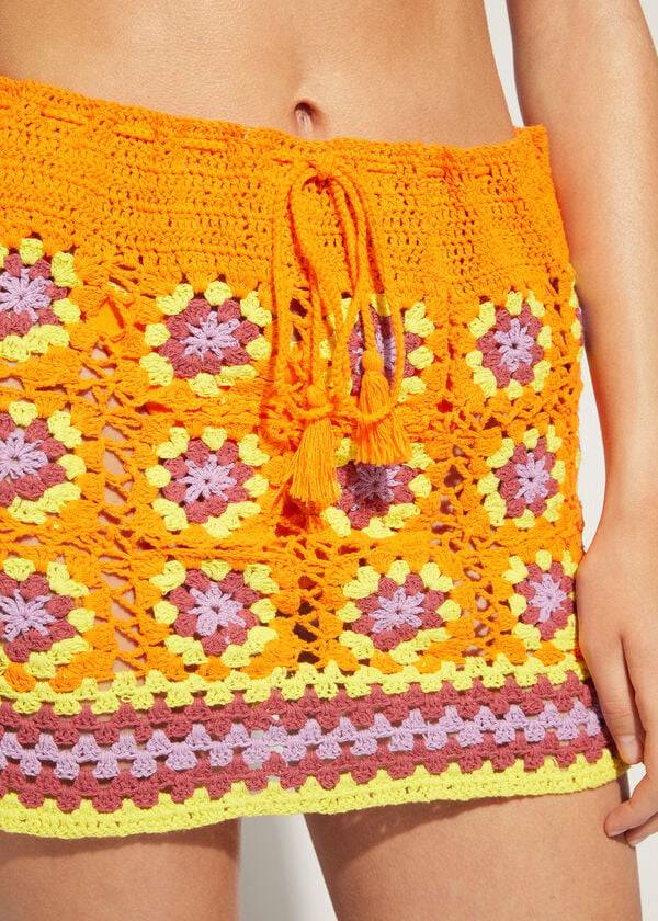 Cover Ups Calzedonia Crochet Skirt Laranja | BR2130QZ