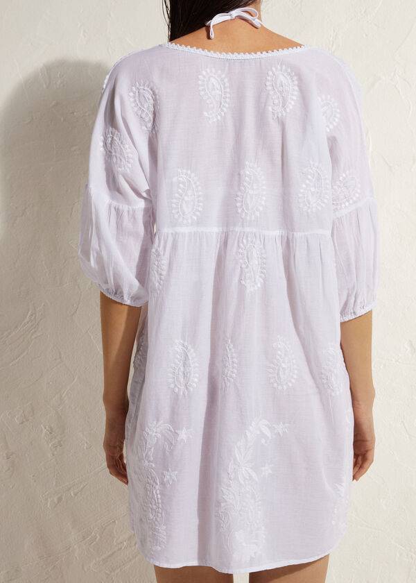 Cover Ups Calzedonia Embroidered Dress Branco | BR2078QZ