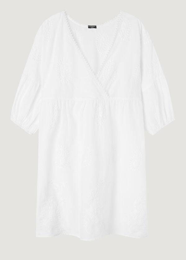 Cover Ups Calzedonia Embroidered Dress Branco | BR2078QZ