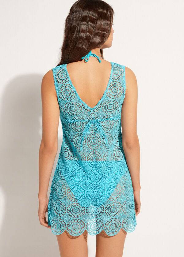 Cover Ups Calzedonia Geometric Crochet Dress Turquesa | BR2084UT