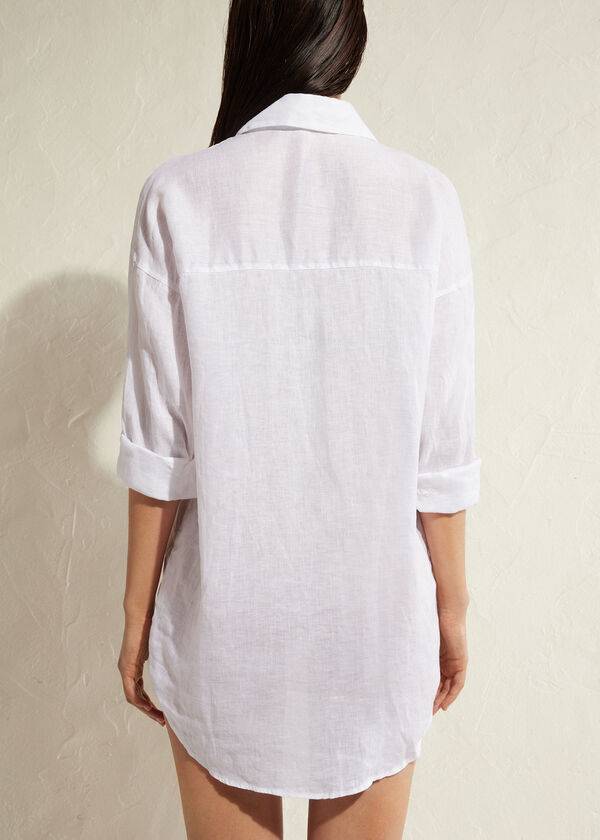 Cover Ups Calzedonia Linen Shirt Branco | BR2093HK