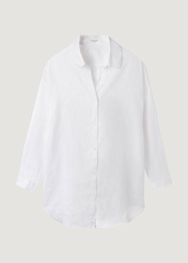 Cover Ups Calzedonia Linen Shirt Branco | BR2093HK