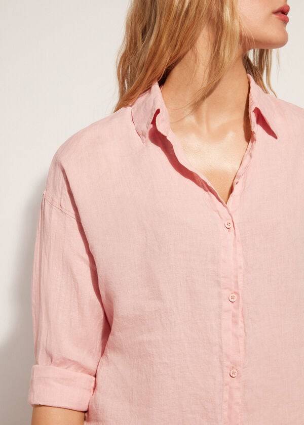 Cover Ups Calzedonia Linen Shirt Douradas | BR2098XF