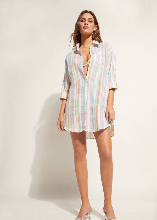 Cover Ups Calzedonia Linen Shirt Multicoloridas | BR2089SO