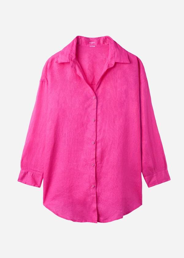 Cover Ups Calzedonia Linen Shirt Rosa | BR2096LH