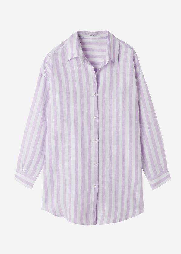 Cover Ups Calzedonia Linen Shirt Roxo Branco | BR2086OR