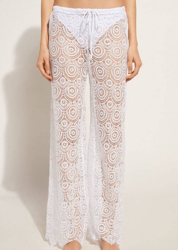 Cover Ups Calzedonia Long Crochet Pants Branco | BR2132EX