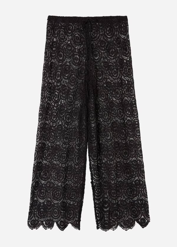 Cover Ups Calzedonia Long Crochet Pants Pretas | BR2133RW