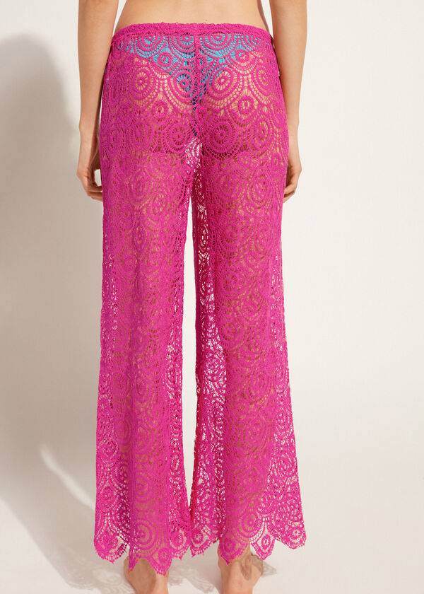 Cover Ups Calzedonia Long Crochet Pants Rosa | BR2134TV